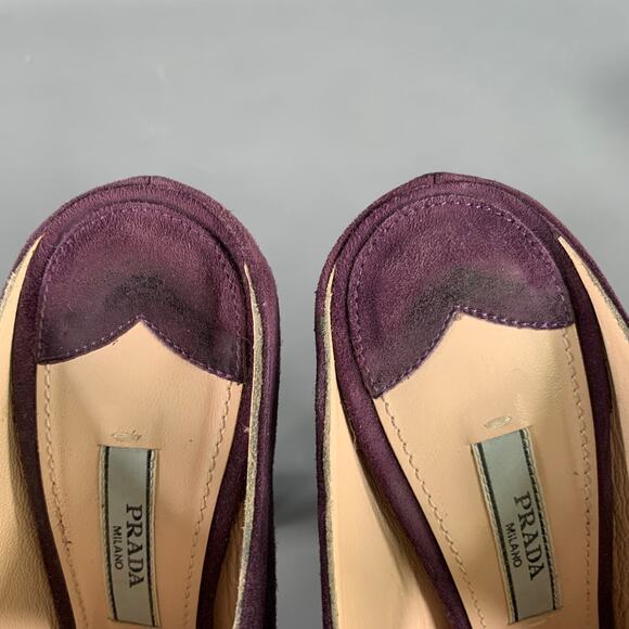 PRADA Size 7 Purple Plum Suede Cutout Sandals - Picture 9 of 10